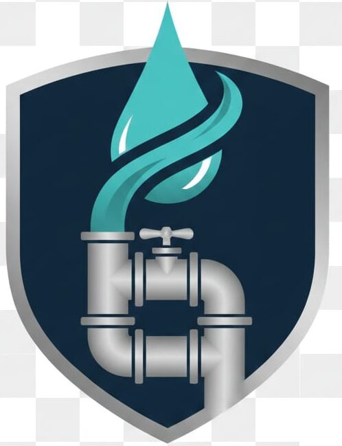 Premium abstract plumbing icon logo featuring modern water flow and pipe symbols in a clean, professional design