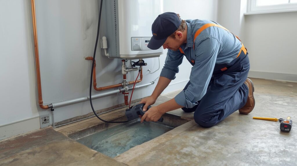 Plumber in Fort Worth repairing tankless water heater